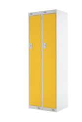 Link Lockers Nest Of Two Single Door Lockers Grey With Yellow Doors
