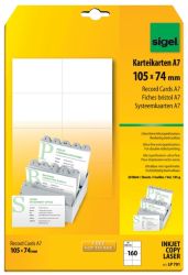 Sigel PC 185gsm A7 Record Cards White