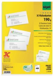 Sigel PC 190gsm Business Cards for InkjetLaserCopier High White 400pack 