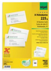 Sigel PC 225gsm Business Cards for InkjetLaserCopier High White 100pack 