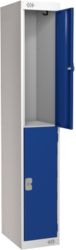 Link Lockers Secure Personal Storage Lockers 2 Door Grey With Blue Doors 300 x 1800 x 450 mm