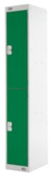 Link Lockers Secure Personal Storage Lockers 2 Door Grey With Green Doors 300 x 1800 x 450 mm