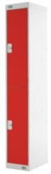 Link Lockers Secure Personal Storage Lockers 2 Door Grey With Red Doors 300 x 1800 x 450 mm