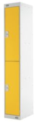 Link Lockers Secure Personal Storage Lockers 2 Door Grey With Yellow Doors 300 x 1800 x 450 mm