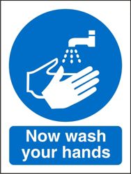Mandatory Sign Now Wash Your Hands Self Adhesive Vinyl 150 x 200 mm