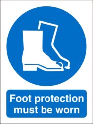 Mandatory Sign Foot Protection Must Be Worn Self Adhesive Vinyl 150 x 200 mm