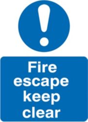 Mandatory Sign Fire Escape Keep Clear Self Adhesive Vinyl 150 x 200 mm