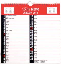 Letts Memo Calendar 237 x 237 mm
