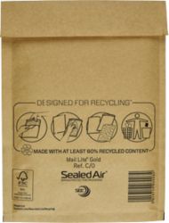 Sealed Air Mail Lite Bubble Bags Gold C 0 150x210mm 100 Per Pack