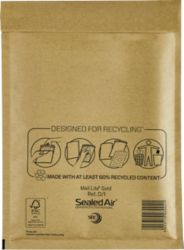 Sealed Air Mail Lite Bubble Bags Gold D 1 180x260mm 100 Per Pack