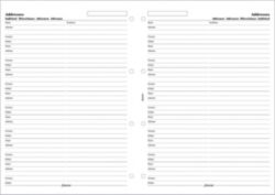 Filofax A4 Inserts Name Address Numbers 20 sheets organiser size 297 x 210 mm