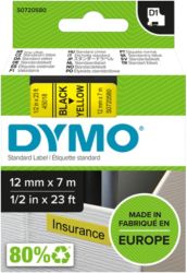 Dymo D1 Labels Black On Yellow 12mm x 7m 