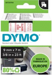 Dymo Tape 9mm x 7m Red on White