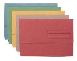 Niceday Premium Document Wallet Half Flap 285gsm Manilla Capacity 32mm Foolscap Assorted Colours Pack of 50