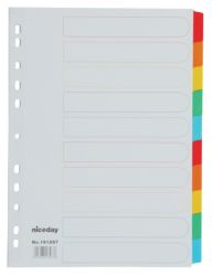 Niceday A4 Reinforced Multi Coloured 10 Part Tab Dividers