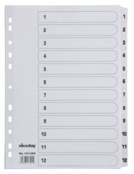 Niceday Mylar Reinforced White Tab Dividers 1 12 Printed A4