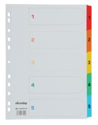Niceday A4 Reinforced Multi Coloured 1 5 Tab Dividers