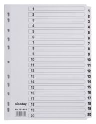 Niceday Mylar Reinforced White Tab Dividers 1 20 Printed A4 165 Microns
