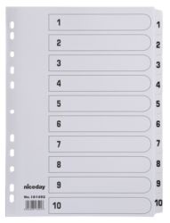 Niceday A4 Mylar White Tab Dividers 1 10 Printed