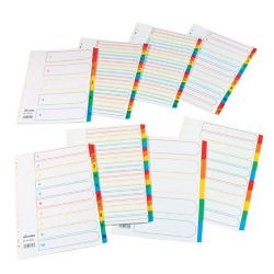 Niceday A4 Mylar Multi Coloured 20 Part Tab Dividers 1 20 Index