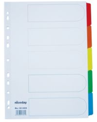Niceday A4 Reinforced Multi Coloured 5 Part Tab Dividers