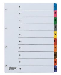 Niceday A4 Mylar Multi Coloured 10 Part Tab Dividers 1 10 Index