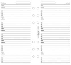 Name Address inserts for Personal Organiser Personal  20 Sheets