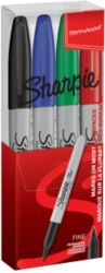 Sharpie Permanent Markers Assorted with Black Red Blue and Green 4 pk