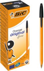 Bic Cristal Orange Fine Ballpoint Black Pack of 20