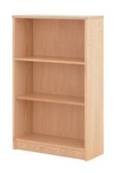 Heavy Duty Danish Wood Veneer Bookcase Range Low Wide Bookcase - Oak 80W x 31D x 123H cm