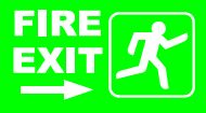 Fire Exit Right W280 x H45mm Rigid Sign