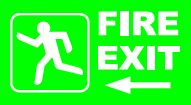 Fire Exit Left W280 x H45mm Rigid Sign