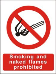 Prohibition Signs Smoking And Naked Flames Prohibited Self Adhesive Vinyl 150 x 200 mm