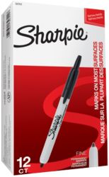 Sharpie Permanent Markers Retractable Black 12 pk
