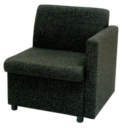 GGI Left Arm Reception Chair Fabric Charcoal Grey