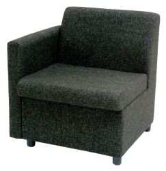 GGI Right Arm Reception Chair Fabric Charcoal Grey