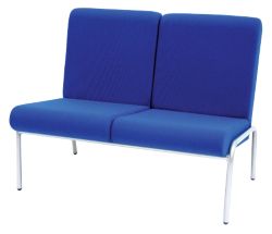 Library Double Seat Reception Chair Fabric Blue