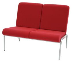 Library Double Seat Reception Chair Fabric Burgundy