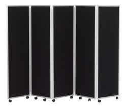 Concertina Display System Room Divider Black 5 Screen 150 cm