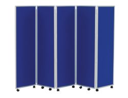 Concertina Display System Room Divider Royal Blue 5 Screen 150 cm