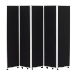 Concertina Display System Room Divider Black 5 Screen 180 cm