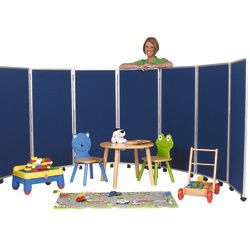 Concertina Display System Room Divider Black 7 Screen 150 cm