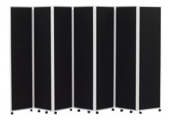 Concertina Display System Room Divider Black 7 Screen 180 cm