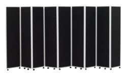 Concertina Display System Room Divider Black 9 Screen 180 cm