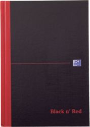 Black n Red A5 casebound hardback notebook ruled with 192 pages 90gsm Optik paper