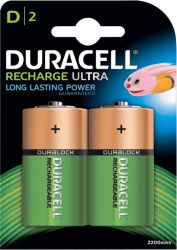 Duracell Rechargeable MN1300 Alkaline D Batteries Pack of 2 
