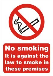 Prohibition No Smoking Entrance Sign A5 X 2mm Rigid Pvc