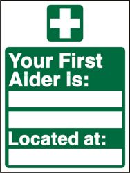 First Aid Signs First Aider Location PVC 150 x 200 mm 