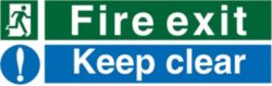 Safety Procedure Sign Fire Exit Keep Clear PVC 600 x 200 mm