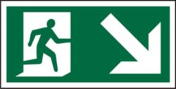 Safety Procedure Sign Down Right Photoluminescent PVC 300 x 150 mm
